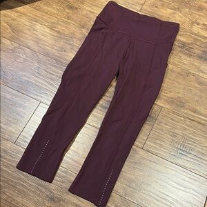 Lululemon Leggings 2 Womens Fast Free Tight Crop Burgundy Red
